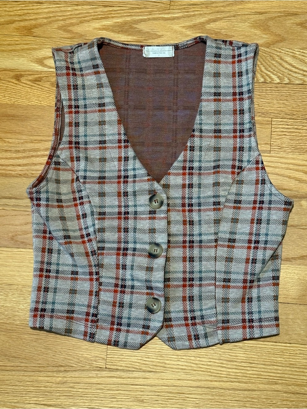 Retro plaid vest